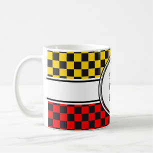 Caneca De Café Padrão de carro de corrida + fundo e texto