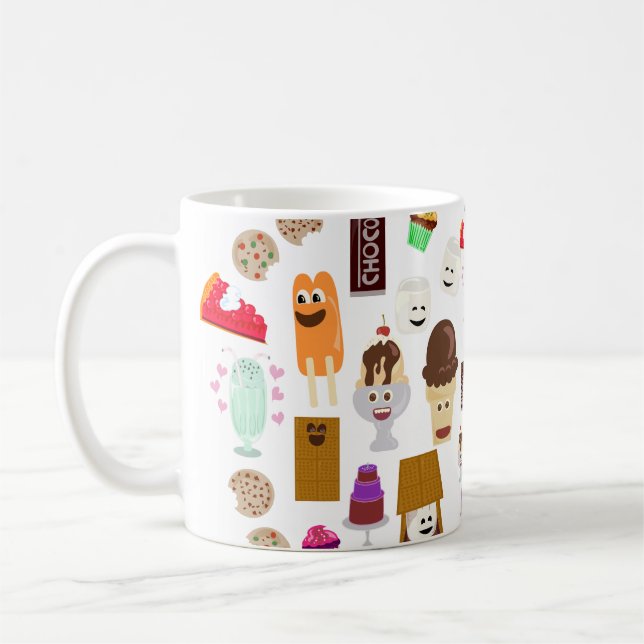 Caneca De Café Padrão de Cartoon de Caracteres de Comida de Alegr (Esquerda)