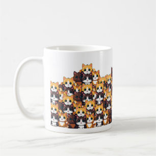 Caneca De Café Padrão de Cat Kawaii em Mug de Cores Suaves