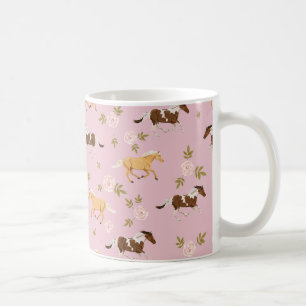 Caneca De Café Padrão de Cavalo Floral da Vintage