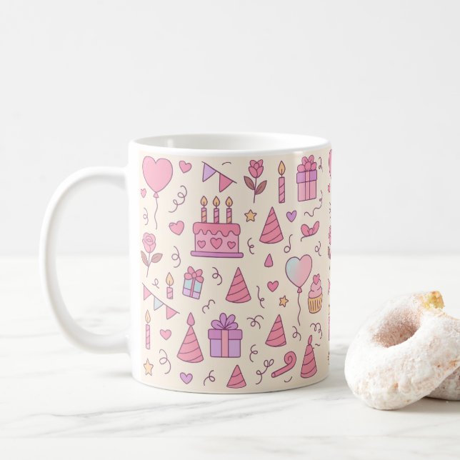 Caneca De Café Padrão de Celebração de Festa da Princesa Doce (Com Donut)