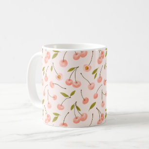 Caneca De Café Padrão de Cereja de Aquarela
