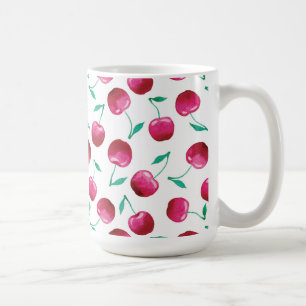 Caneca De Café Padrão de Cereja de Aquarela