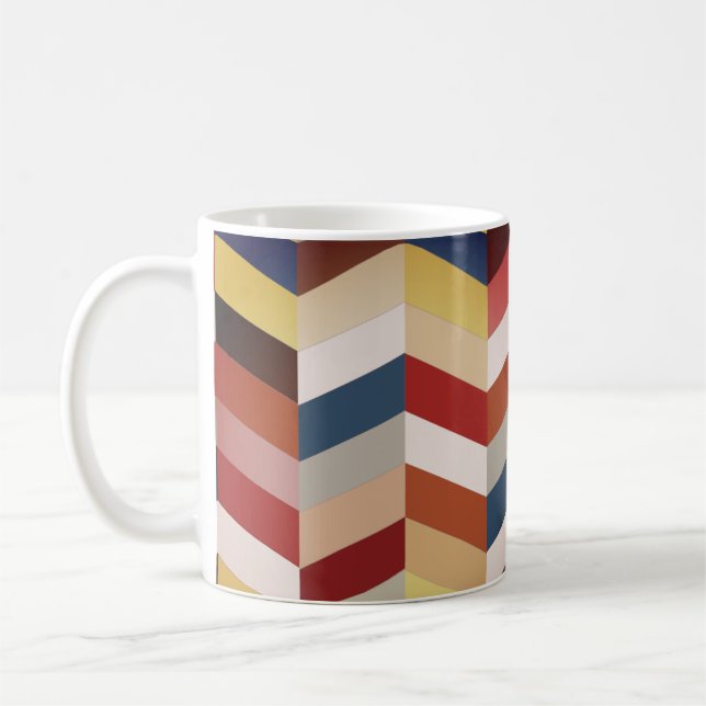 Caneca De Café Padrão de Chevron Colorido Terrestre (Esquerda)