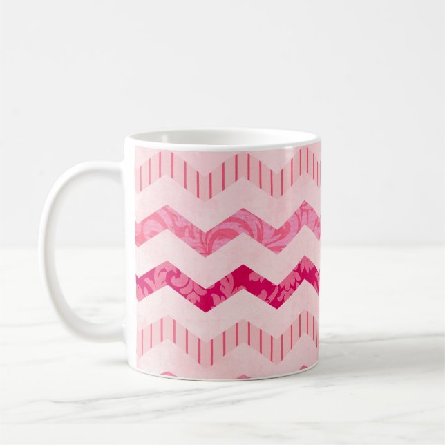 Caneca De Café Padrão de Chevron Rosa Moderno (Esquerda)
