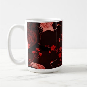 Caneca De Café Padrão de Chinoiserie Flor de Cerejeira do Grou Ve