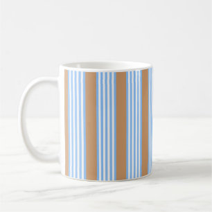 Caneca De Café Padrão de cinco faixas azul e branco com bronzeado