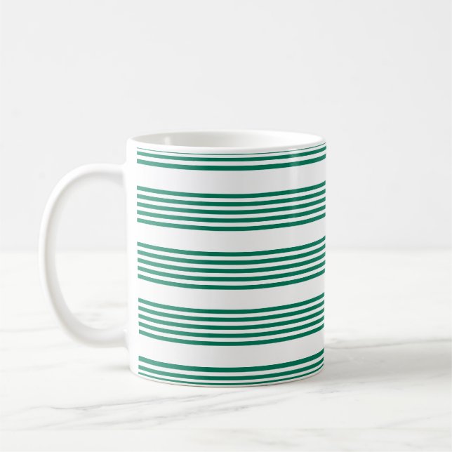 Caneca De Café Padrão de cinco faixas verde e branco da floresta (Esquerda)