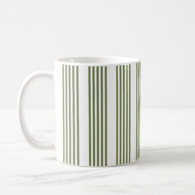 Caneca De Café Padrão de cinco faixas verde-oliva e branco (Esquerda)