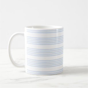 Caneca De Café Padrão de cinco listras azul-claro e branco