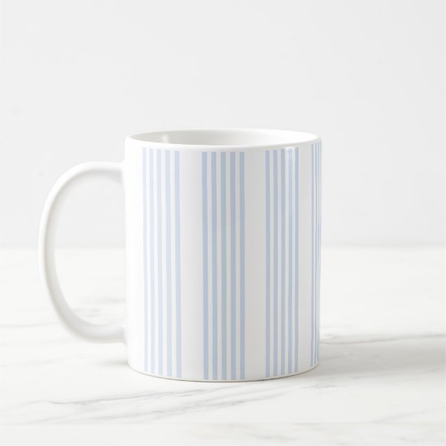 Caneca De Café Padrão de cinco listras azul-claro e branco (Esquerda)