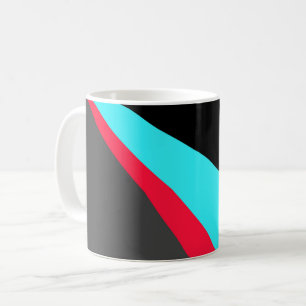Caneca De Café Padrão de Cinza Vermelha Azul Preto