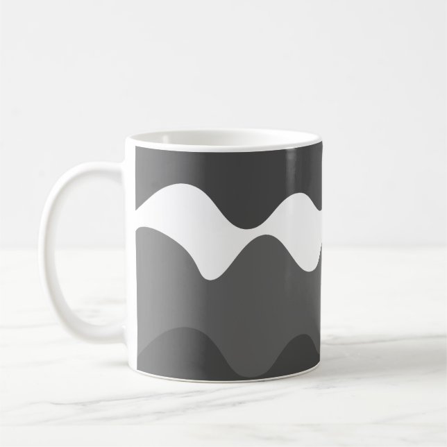 Caneca De Café Padrão de cinzas e ondas horizontais brancas (Esquerda)