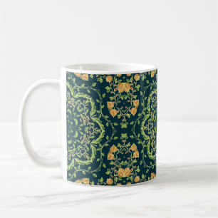Caneca De Café Padrão de círculo floreal com flores, ramos, fol