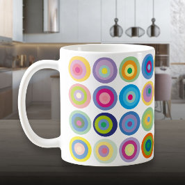 Caneca De Café Padrão de Círculos Coloridos Modernos de Meados do