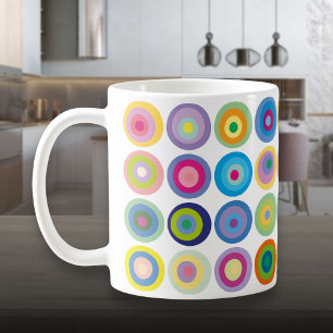 Caneca De Café Padrão de Círculos Coloridos Modernos de Meados do