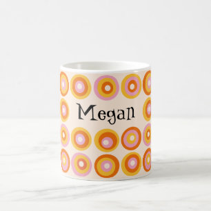 Caneca De Café Padrão de Círculos Laranja Personalizado de Meados