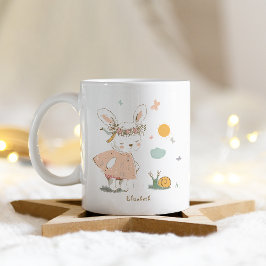Caneca De Café Padrão de coelho do bebê Páscoa de nome personaliz
