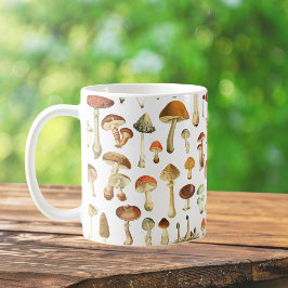 Caneca De Café Padrão de Cogumelo Vintage