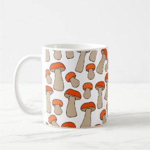 Caneca De Café Padrão de Cogumelos Vermelho-Laranja-Aspen