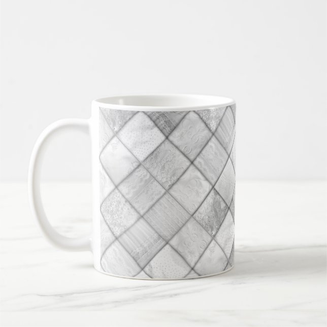 Caneca De Café Padrão de Colcha com Aparência de Patchwork Pratea (Esquerda)