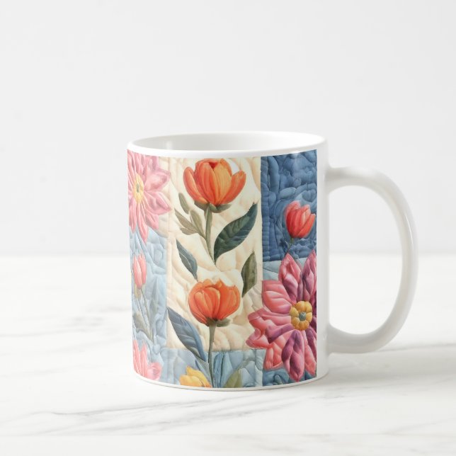 Caneca De Café Padrão de Colcha Floral (Direita)