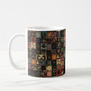 Caneca De Café Padrão de colheita colorida, sem costura, com flor
