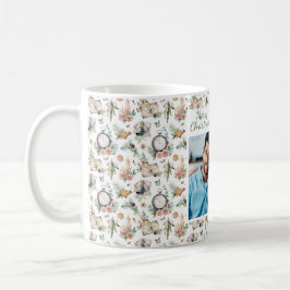 Caneca De Café Padrão de colheita de fotos da família de Natal