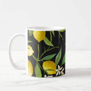 Caneca De Café Padrão de colheita de Frutas de limão floral
