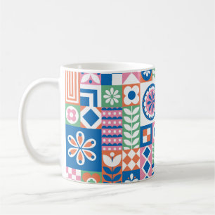 Caneca De Café padrão de colheita floral de abstrato. Escandiná