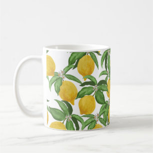 Caneca De Café Padrão de colheita perfeita de limão. Fruta trop