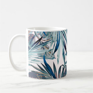 Caneca De Café Padrão de colheita tropical de moda floral com pal