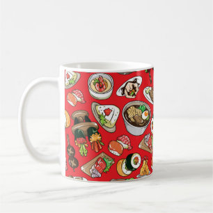 Caneca De Café padrão de comida japonês uniforme
