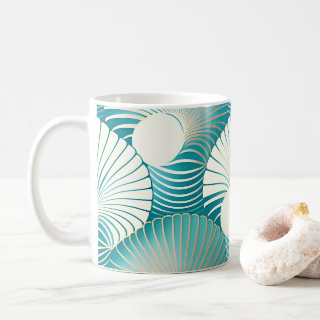 Caneca De Café Padrão de concha do mar azul (Com Donut)
