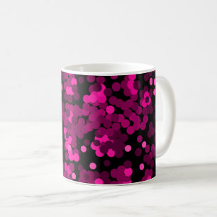 Caneca De Café Padrão de confete com bolinhas rosa e burgundy