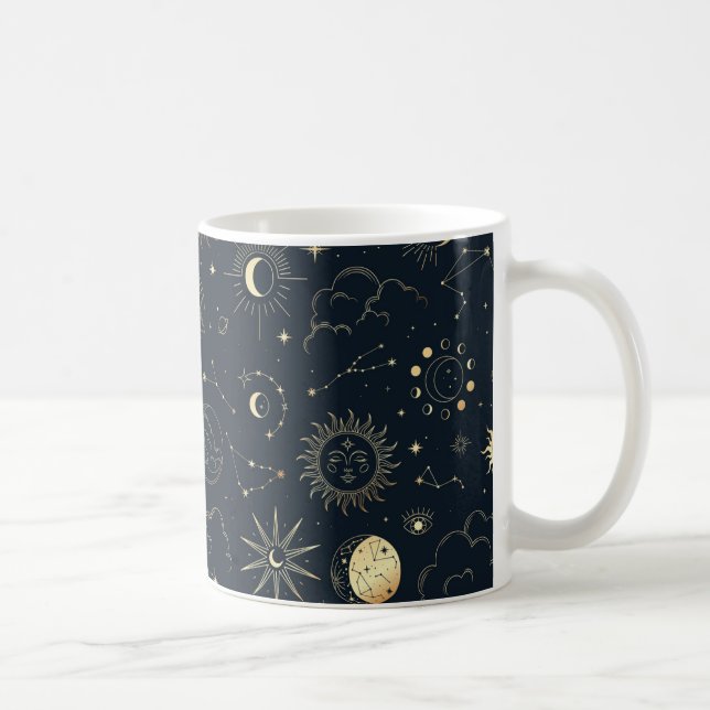 Caneca De Café Padrão de constelação de estrelas Dourada Azul da  (Direita)