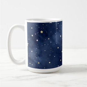 Caneca De Café Padrão de Constelações da Lua da Noite Estrelada