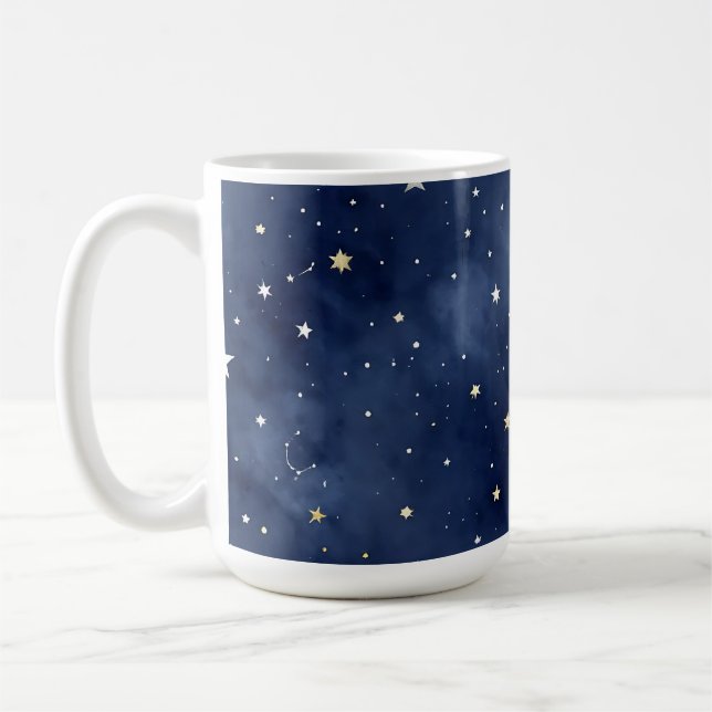 Caneca De Café Padrão de Constelações da Lua da Noite Estrelada (Esquerda)