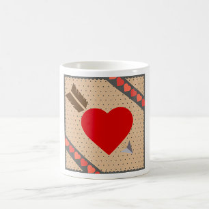 Caneca De Café Padrão de Coração Cupido com Namorados Românticos