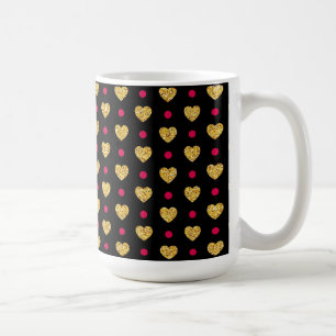 Caneca De Café Padrão de coração Dourado do dia de os namorados
