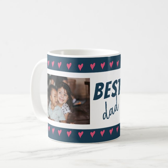 Caneca De Café Padrão de Coração Melhor Pai 2 Foto (Frente Esquerda)