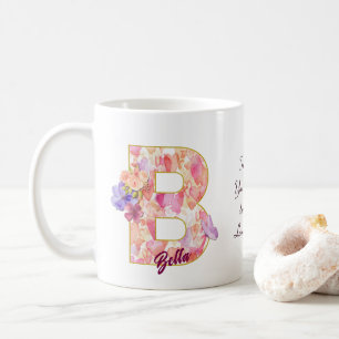 Caneca De Café Padrão de Coração Personalizado Inicial B Design