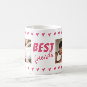 Caneca De Café Padrão de Coração Rosa Melhores Amigos 2 Foto