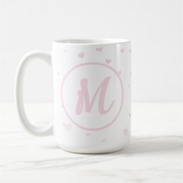 Caneca De Café Padrão de Coração Rosa Menino Romântico Monograma