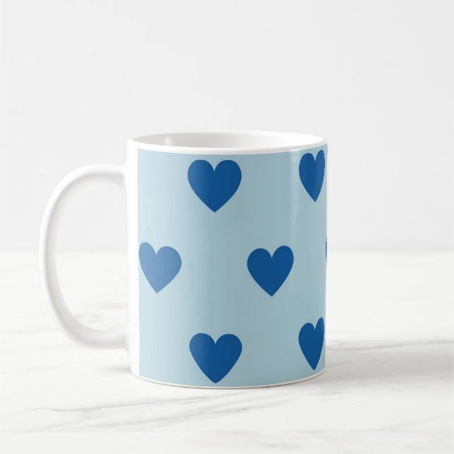 Caneca De Café Padrão de Coração Simples Azul (Esquerda)
