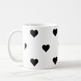 Caneca De Café Padrão de Coração Simples, Branco e Preto
