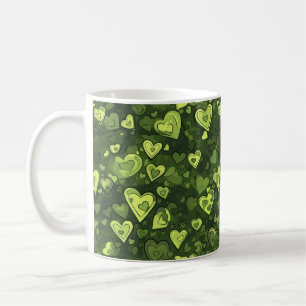Caneca De Café Padrão de Coração Verde