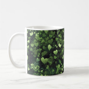 Caneca De Café Padrão de coração verde escuro