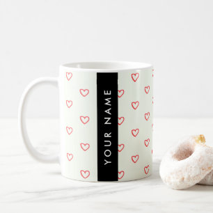 Caneca De Café Padrão de Coração Vermelho, Amor, Seu Nome, Person