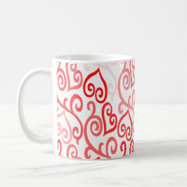 Caneca De Café Padrão de Coração Vermelho e Rosa